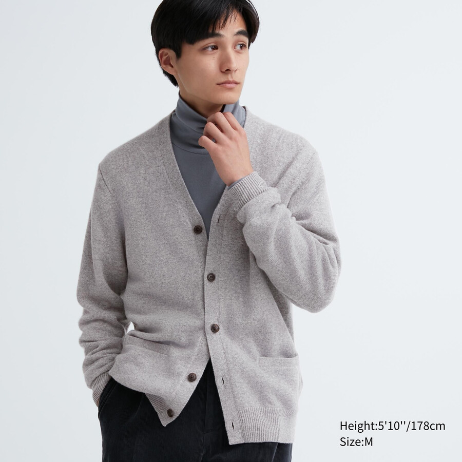 pánské svetry uniqlo premium lambswool s výstřihem do v šedé