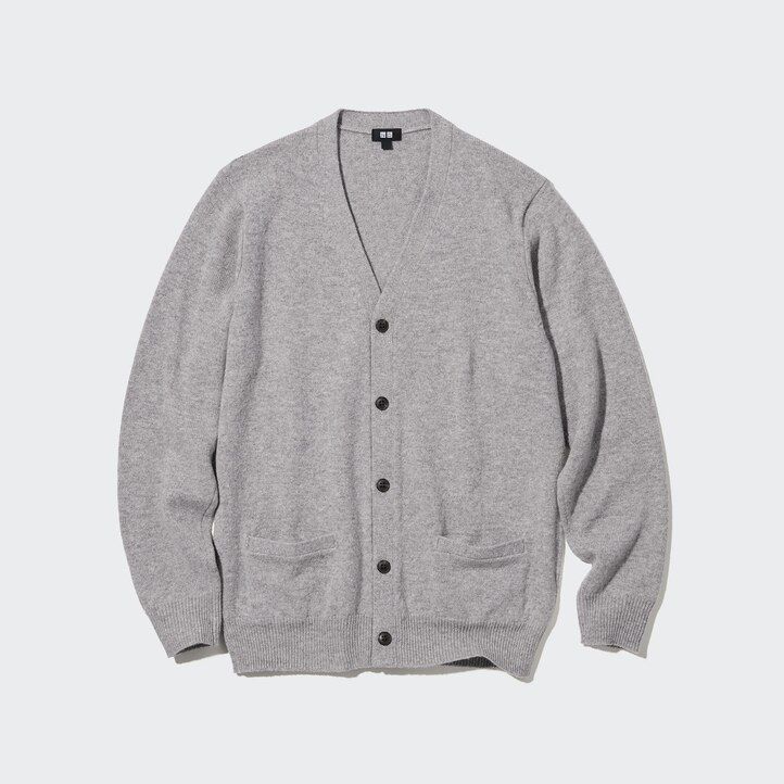 pánské svetry uniqlo premium lambswool s výstřihem do v šedé