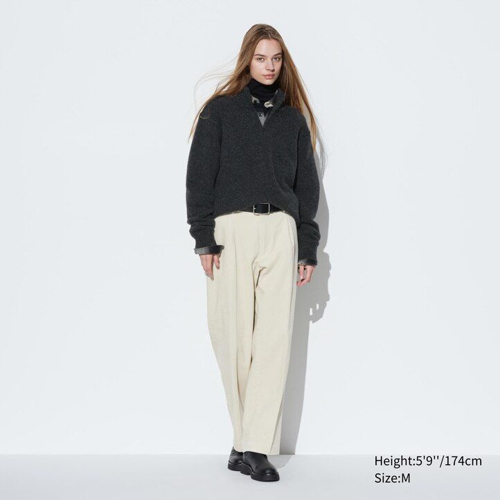 pánské svetry uniqlo souffle yarn s polovičními zipy béžové