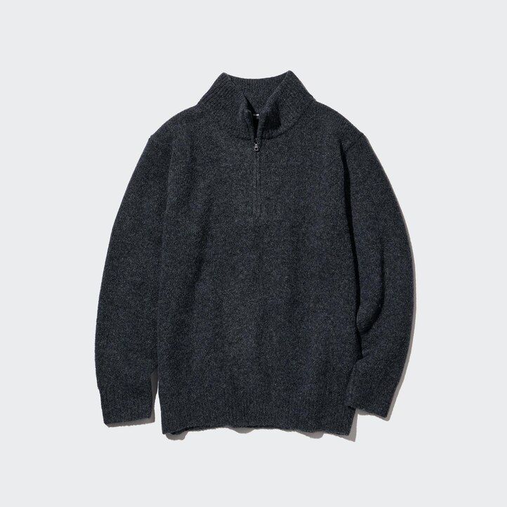 pánské svetry uniqlo souffle yarn s polovičními zipy béžové