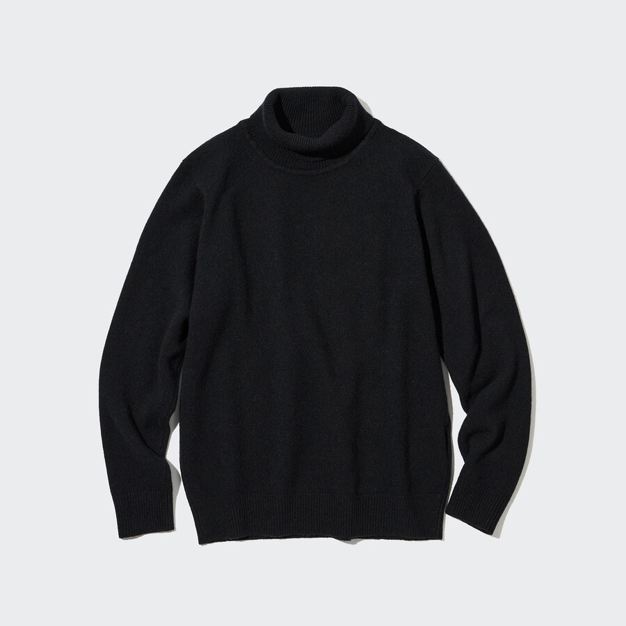 pánské svetry uniqlo premium z jehněčí vlny černé