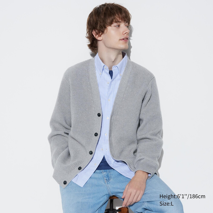 pánské šedé svetry uniqlo middle gauge s výstřihem do v