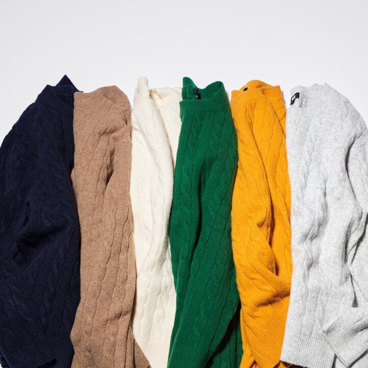 pánské bílé svetry uniqlo souffle yarnble knit s kulatým výstřihem