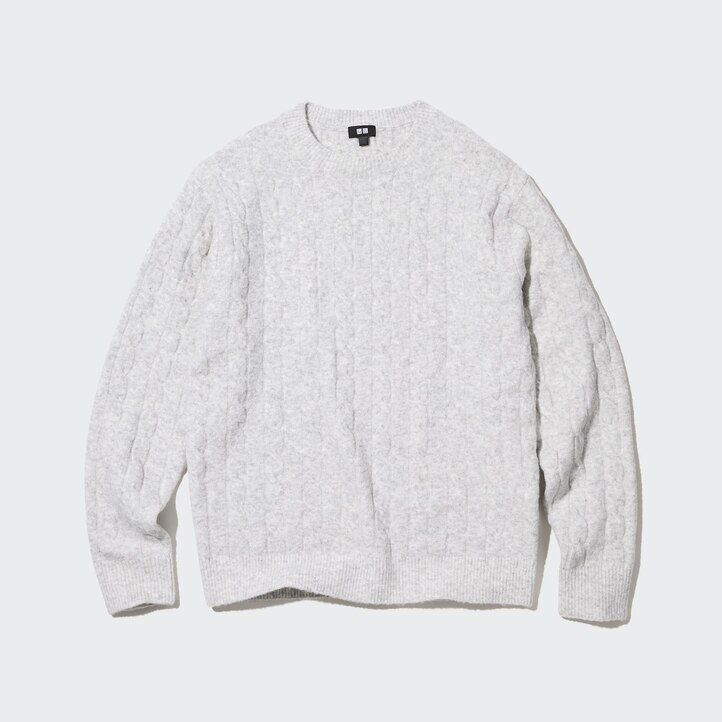 pánské bílé svetry uniqlo souffle yarnble knit s kulatým výstřihem