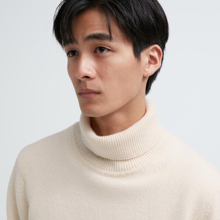 pánské svetry uniqlo premium lambswool modré