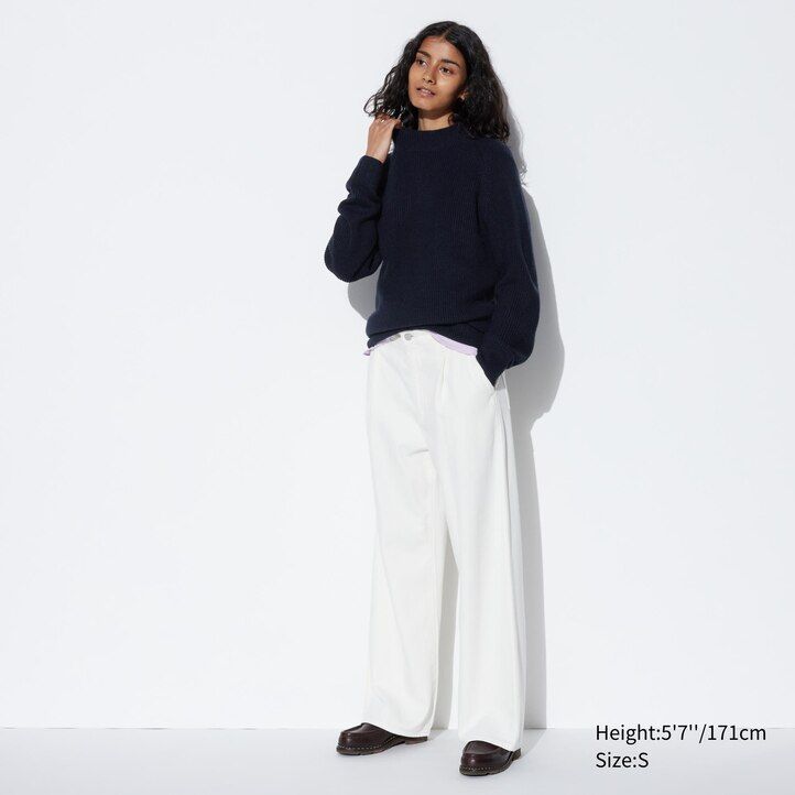 pánské svetry uniqlo middle gauge s imitací výstřihu modré