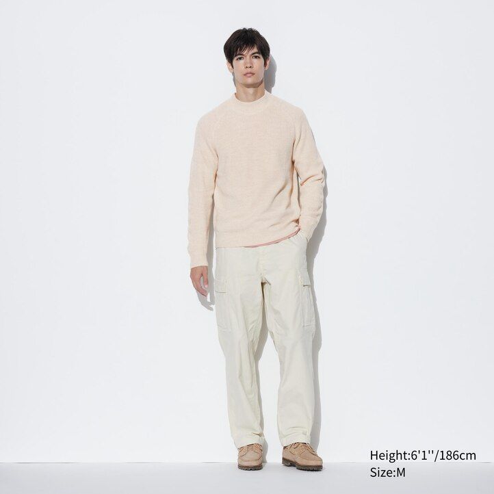 pánské svetry uniqlo middle gauge s imitací výstřihu modré