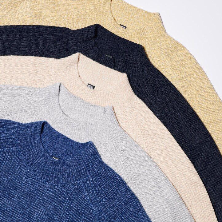 pánské svetry uniqlo middle gauge s imitací výstřihu modré