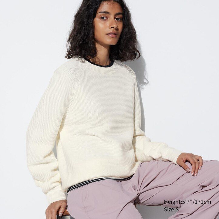 pánské bezešvé svetry uniqlo 3d knit s kulatým výstřihem růžové