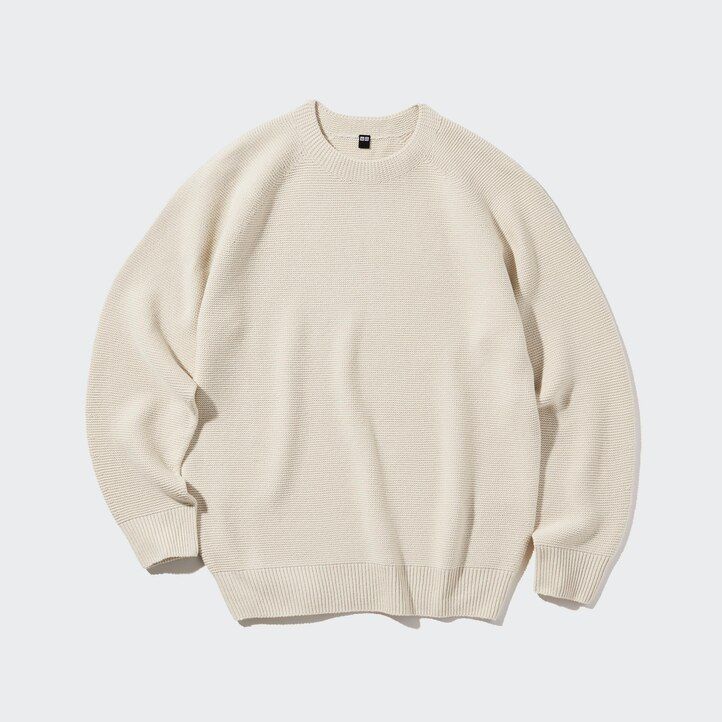 pánské bezešvé svetry uniqlo 3d knit s kulatým výstřihem růžové