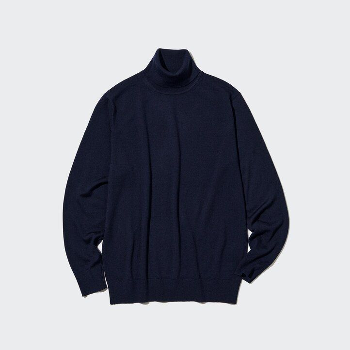 pánské šedé svetry uniqlo 100pct extra fine merino