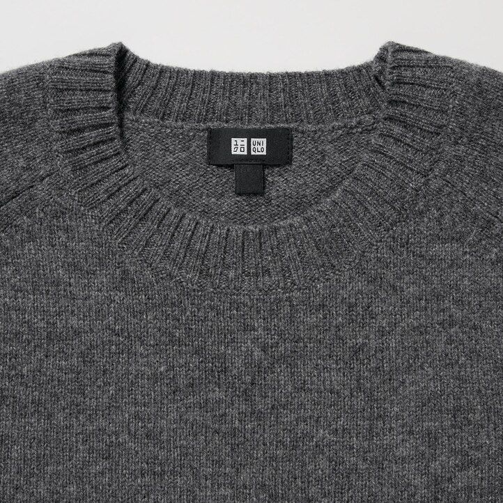 pánské svetry uniqlo premium lambswool s kulatým výstřihem v oranžové barvě