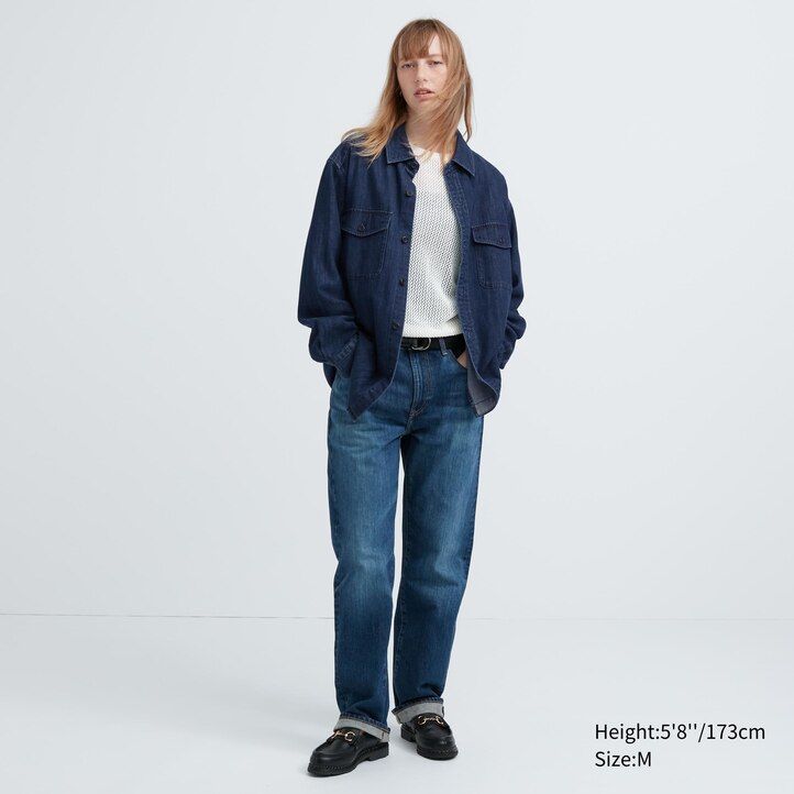 pánská oversized košile uniqlo denim utility blue