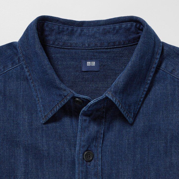 pánská oversized košile uniqlo denim utility blue