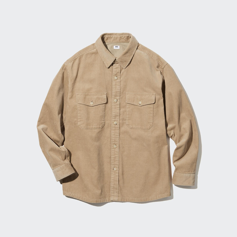 pánská manšestrová oversized pracovní košile uniqlo béžová