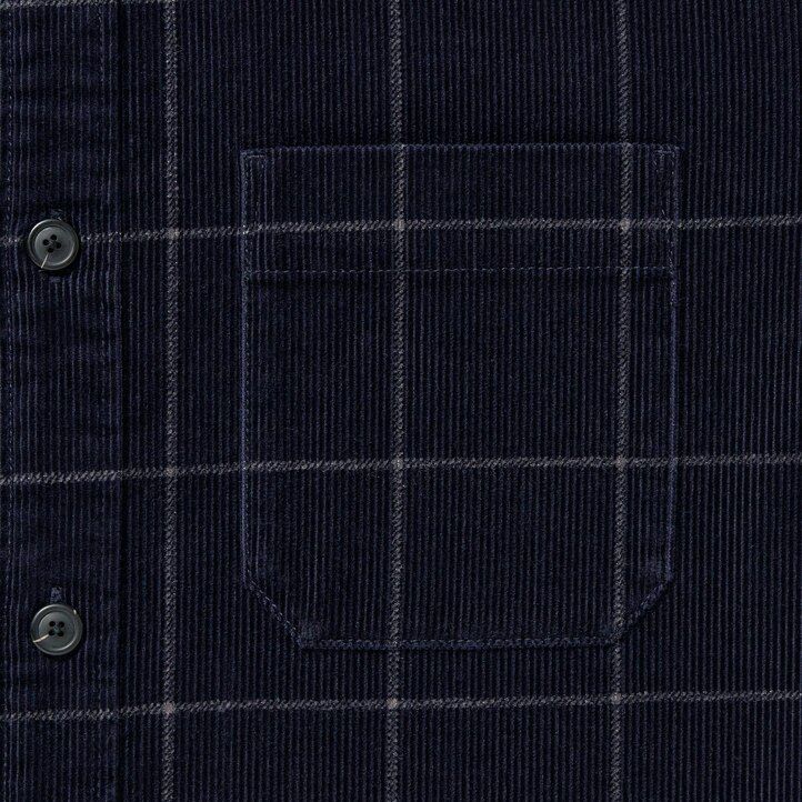 pánská nadměrná kostkovaná košile uniqlo corduroy v tmavě modré barvě
