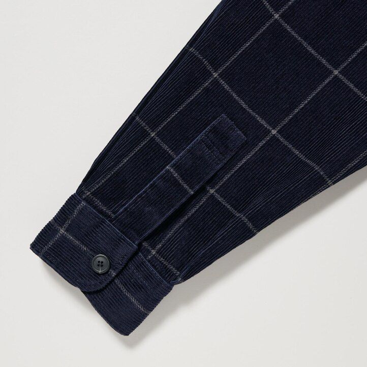 pánská nadměrná kostkovaná košile uniqlo corduroy v tmavě modré barvě