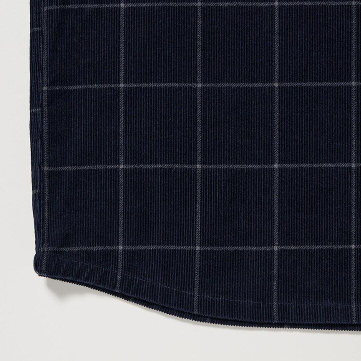 pánská nadměrná kostkovaná košile uniqlo corduroy v tmavě modré barvě