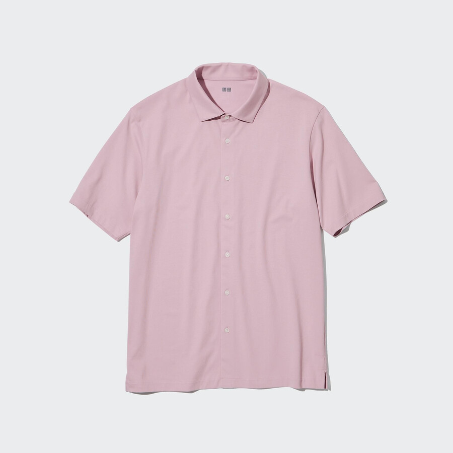 pánské polo tričko uniqlo airism s otevřeným límcem růžové