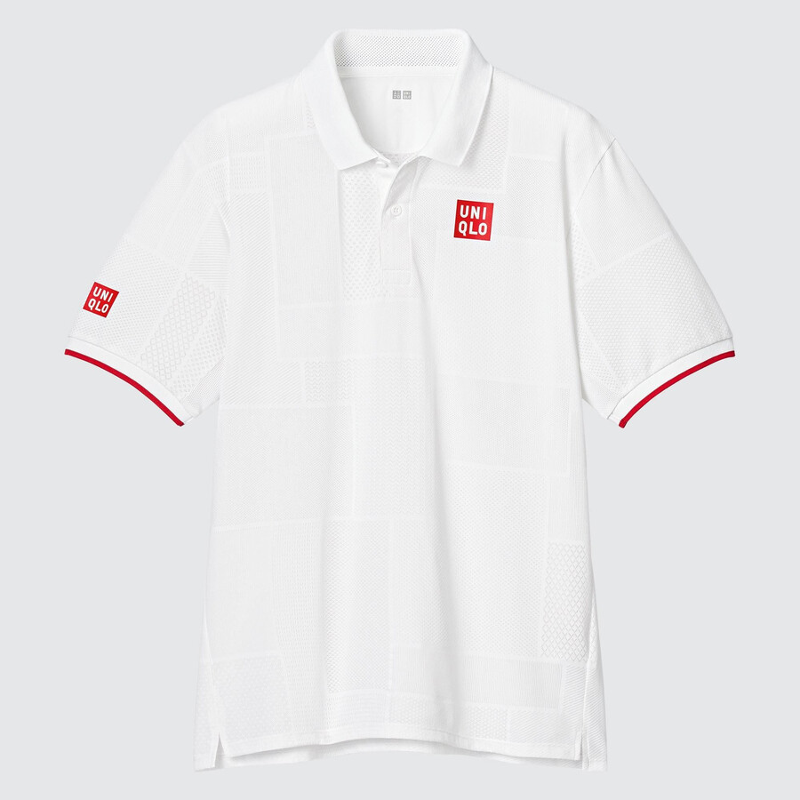 bílé pánské polo tričko uniqlo kei nishikori london 2022 dry ex