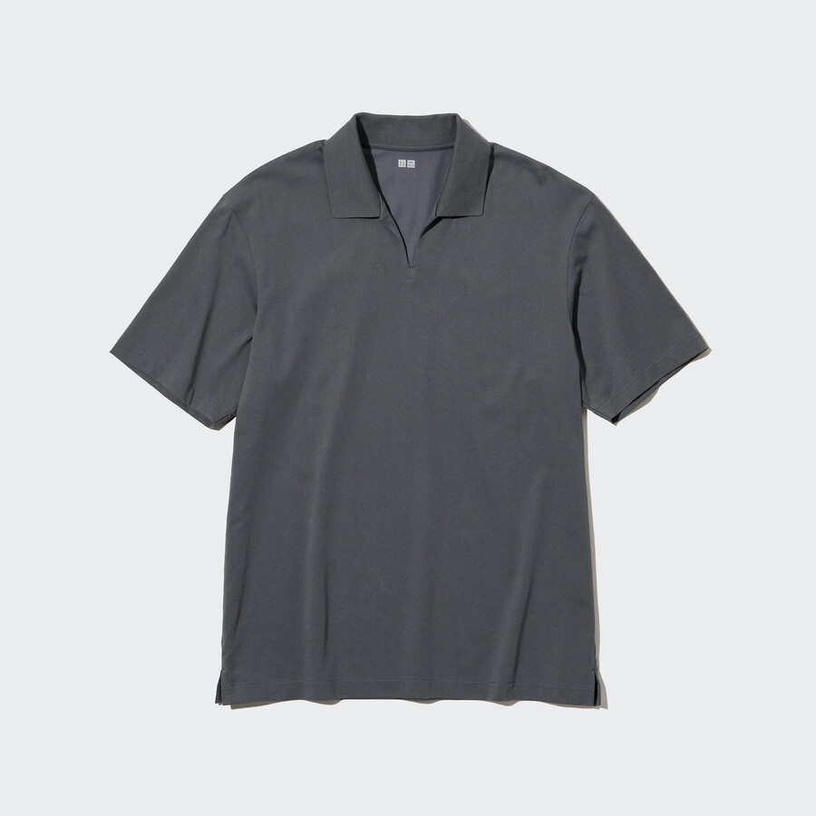 pánské polo tričko uniqlo airism skipper collar šedé
