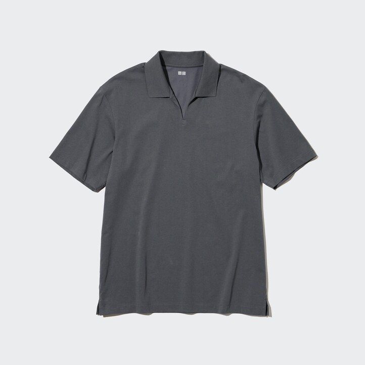 pánské polo tričko uniqlo airism skipper collar šedé