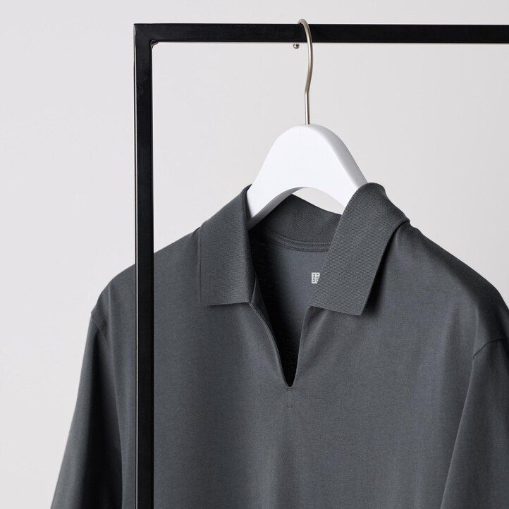 pánské polo tričko uniqlo airism skipper collar šedé