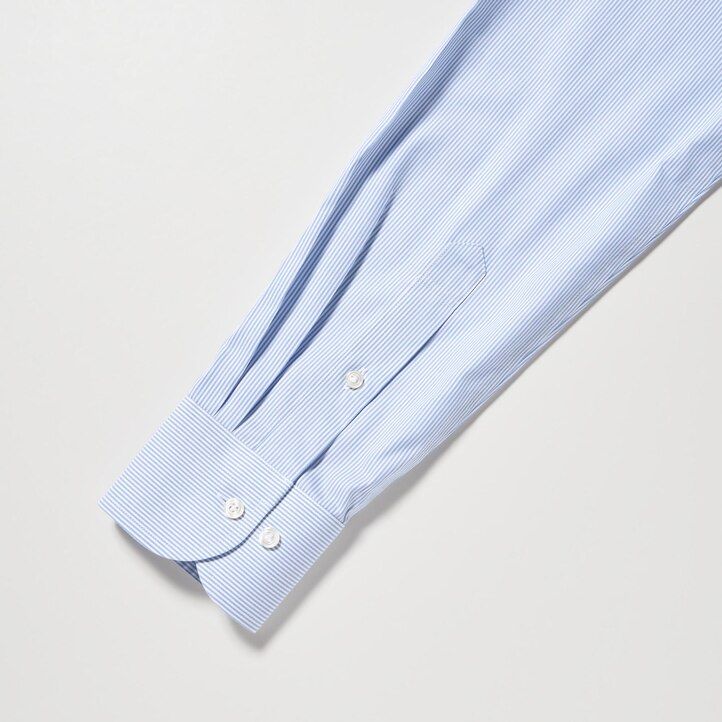 pánské košile uniqlo super non iron regular fit s pruhovaným polovykrojeným límcem v modré barvě