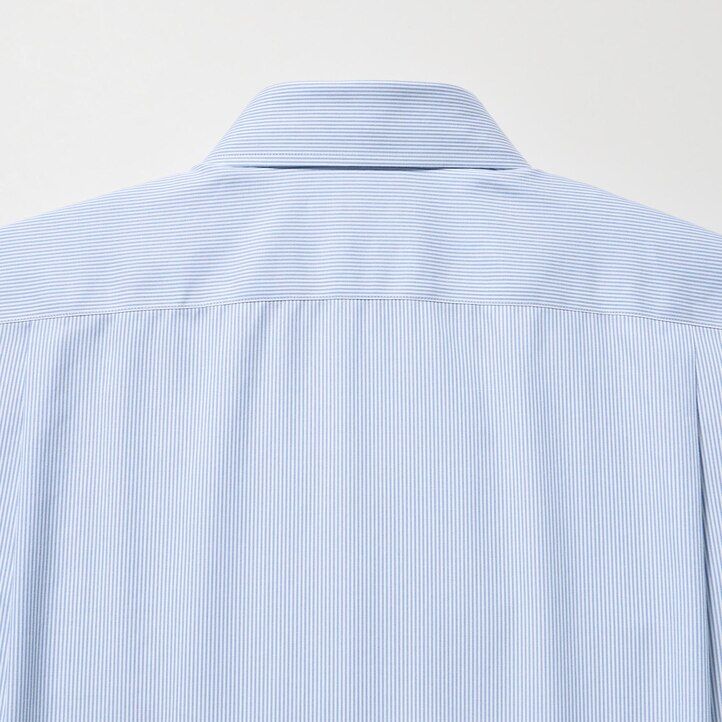 pánské košile uniqlo super non iron regular fit s pruhovaným polovykrojeným límcem v modré barvě