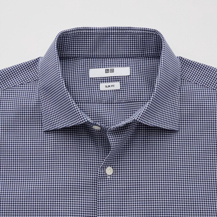 pánské košile uniqlo easyre stretch slim fit s polovykrojeným límcem tmavě modré