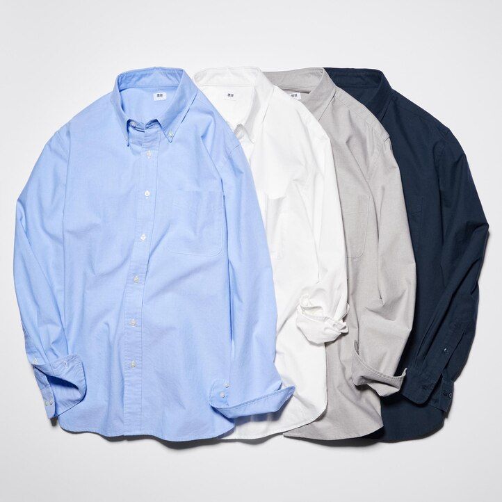 pánské košile uniqlo regular fit oxford regular collar bílé