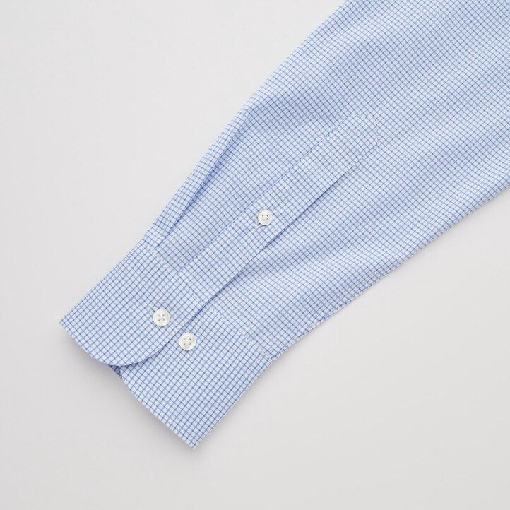 modré pánské strečové slim fit košile uniqlo easyre s polovykrojeným límcem