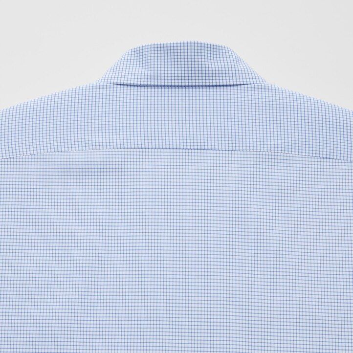 modré pánské strečové slim fit košile uniqlo easyre s polovykrojeným límcem