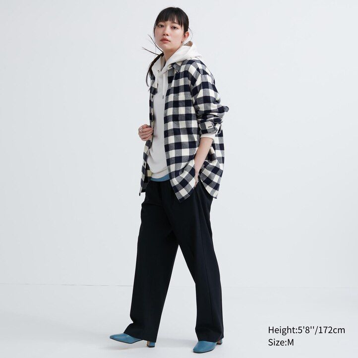 pánské bílé flanelové košile uniqlo s regular fit kostkovaným límcem a regular límcem