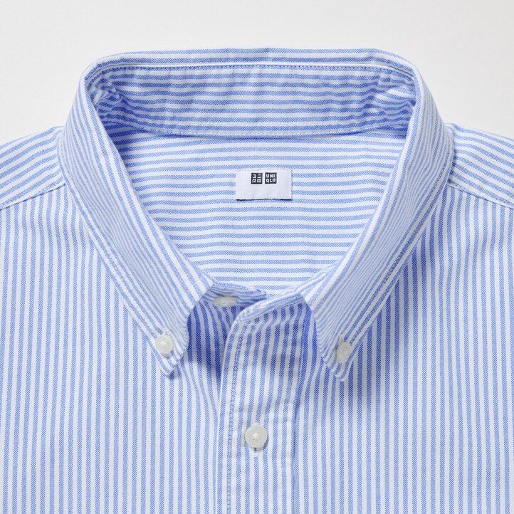 pánské šedé pruhované oxfordské košile uniqlo regular fit