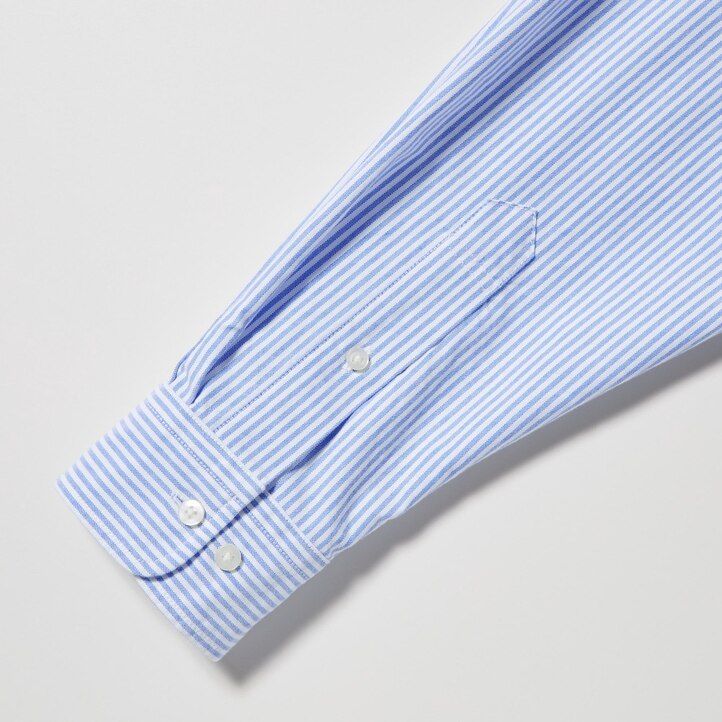 pánské šedé pruhované oxfordské košile uniqlo regular fit