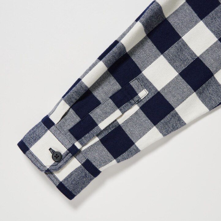 bílé pánské flanelové košile uniqlo regular fit s kostkovaným límcem a regularním límcem