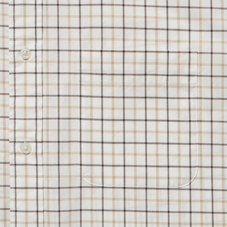 pánské košile uniqlo extra fine cotton broadcloth regular fit s kostkovaným límcem na knoflíky bílé