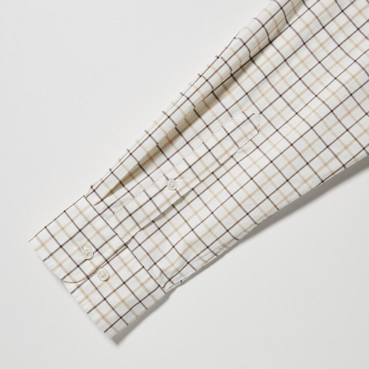 pánské košile uniqlo extra fine cotton broadcloth regular fit s kostkovaným límcem na knoflíky bílé