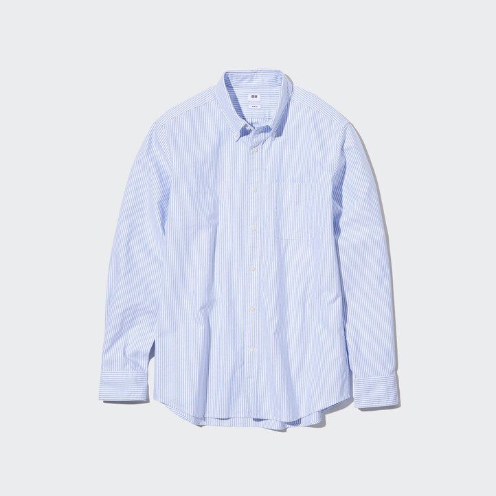 pánské košile uniqlo slim fit striped oxford v zelené barvě