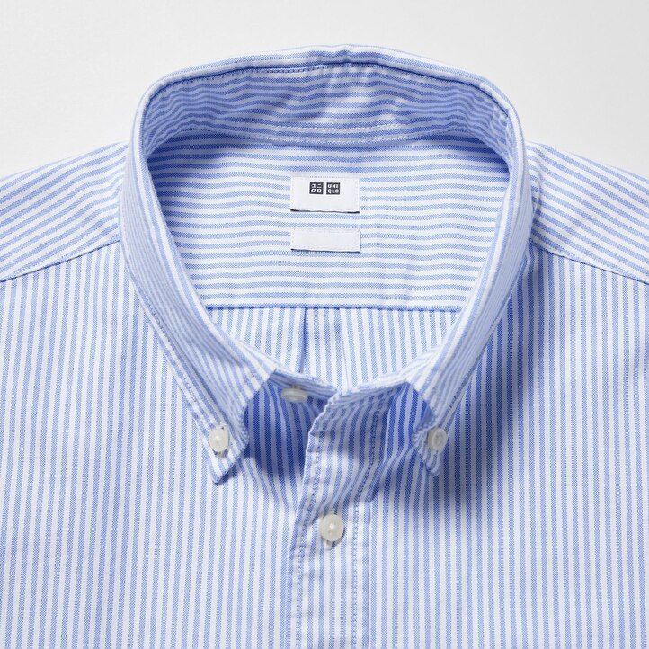 pánské košile uniqlo slim fit striped oxford v zelené barvě