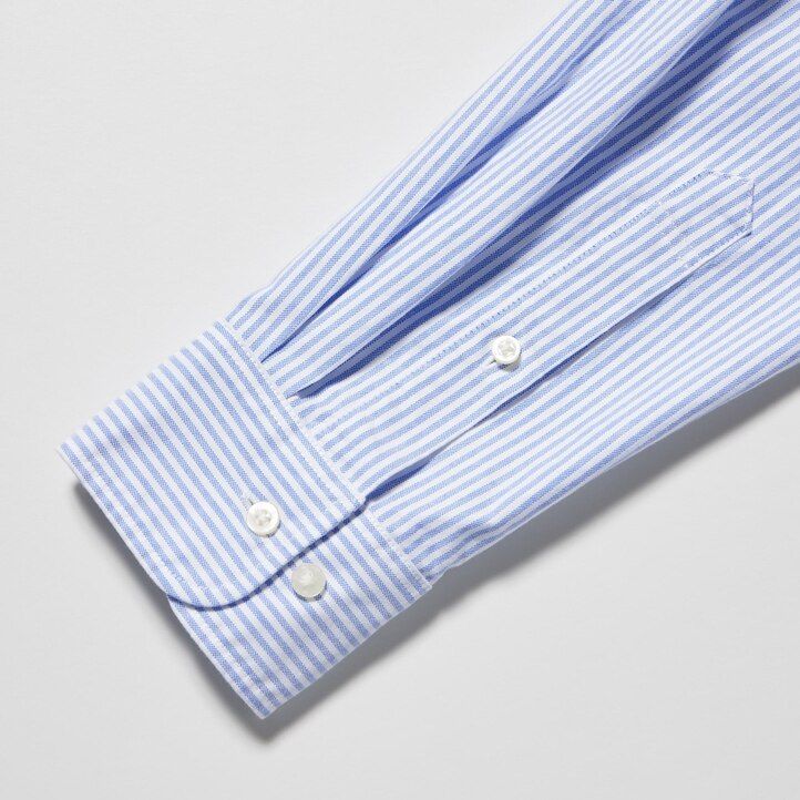 pánské košile uniqlo slim fit striped oxford v zelené barvě