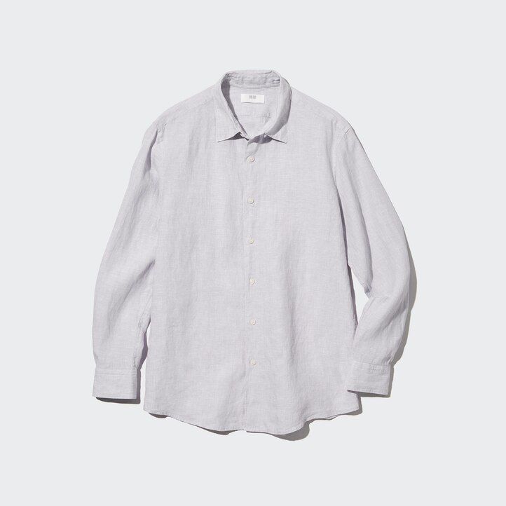 pánské košile uniqlo 100pct premium linen regular fit s regular límcem světle zelené