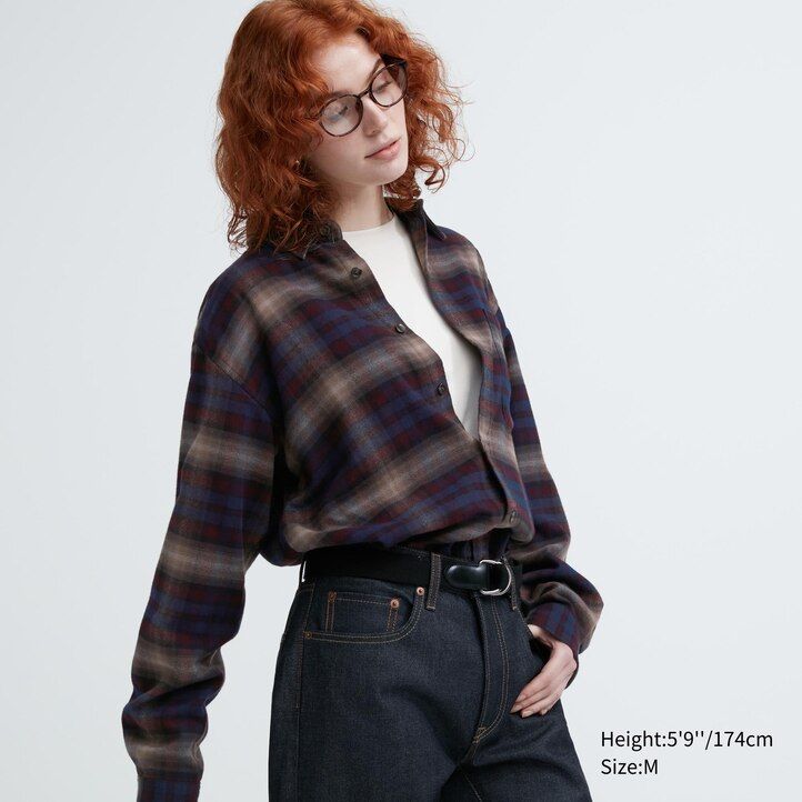 pánské flanelové košile uniqlo regular fit s kostkovaným límcem vínové