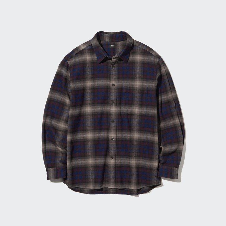 pánské flanelové košile uniqlo regular fit s kostkovaným límcem vínové