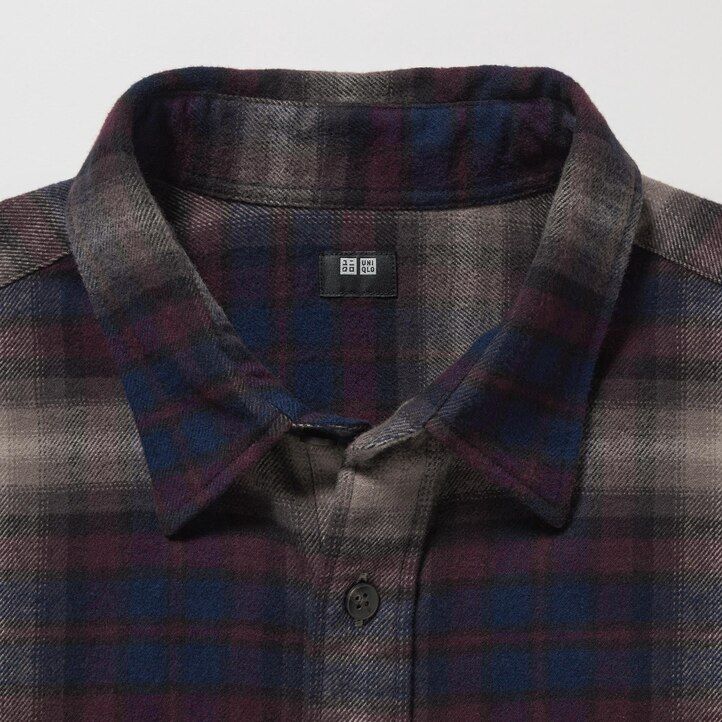 pánské flanelové košile uniqlo regular fit s kostkovaným límcem vínové