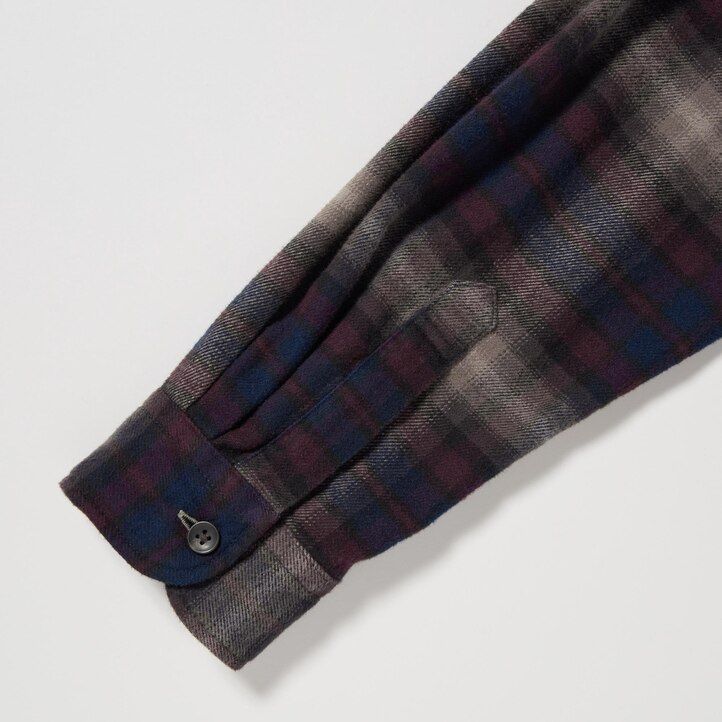 pánské flanelové košile uniqlo regular fit s kostkovaným límcem vínové