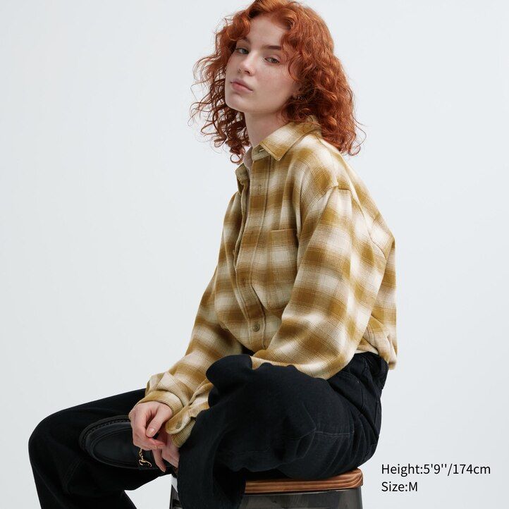 pánské šedé flanelové košile uniqlo s regular fit kostkovaným límcem a regular límcem