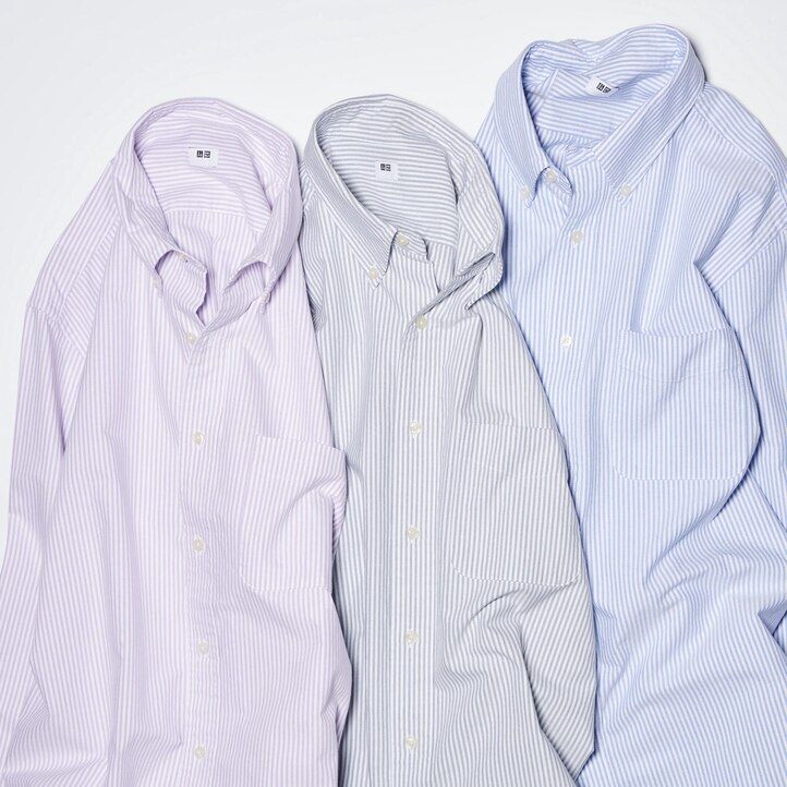 pánské košile uniqlo regular fit s pruhovaným oxfordským límcem a regularním límcem šedé barvy
