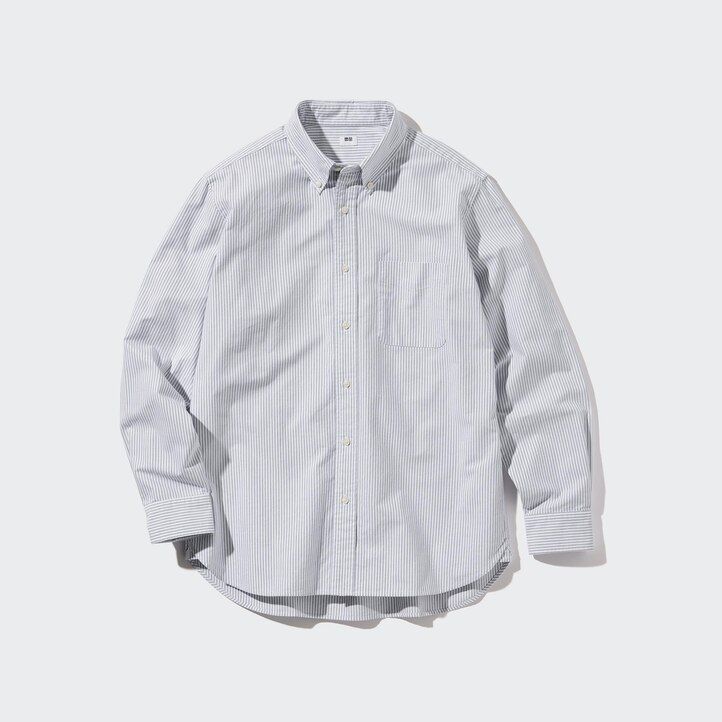pánské košile uniqlo regular fit s pruhovaným oxfordským límcem a regularním límcem šedé barvy
